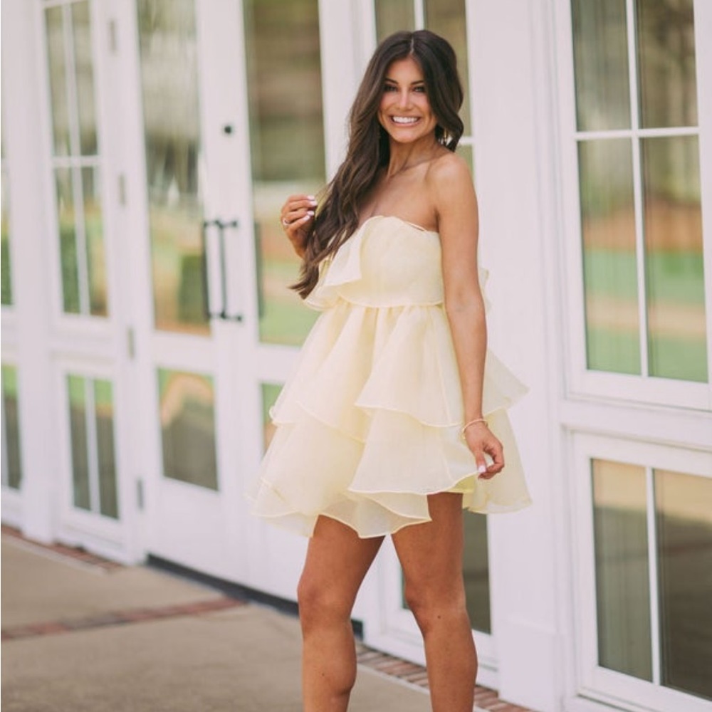 NEW Tiered Yellow Mini Dress